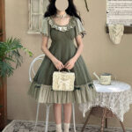 Cotton Plus Size Lolita OP Dress With Pockets & Detachable Bra Pads